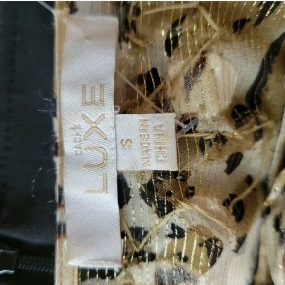 cache Lux Semi Sheer Animal Print Silk Blend Jeweled 3/4 Sleeve Blouse Size: S - Picture 3 of 8